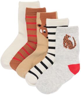 Hema Kindersokken tijgers - 5 paar zand (zand) - 23/26