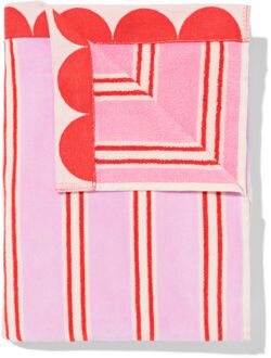 Hema Kinderstrandlaken 90x180cm velours strepen (roze)