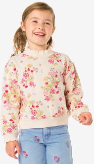 Hema Kindertrui sweatstof bloemen ecru (ecru) - 122/128