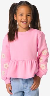 Hema Kindertrui sweatstof bloemen roze (roze) - 122/128
