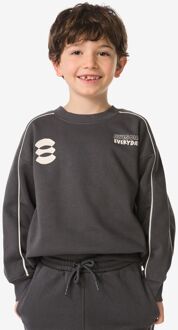 Hema Kindertrui sweatstof tekst donkergrijs (donkergrijs) - 110/116