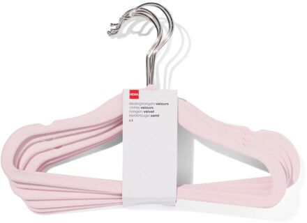 Hema Kledinghanger klein velours roze - 6 stuks