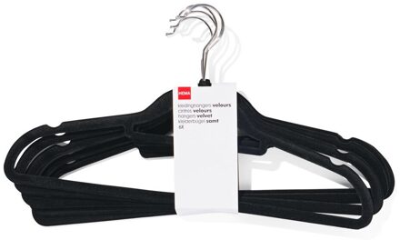 Hema Kledinghanger velours zwart - 6 stuks (zwart)