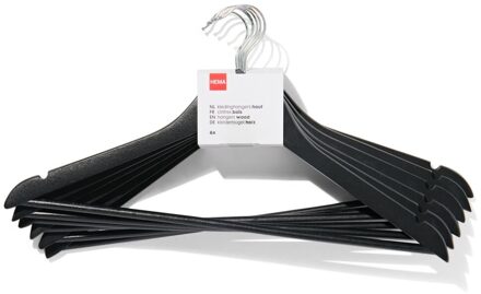 Hema Kledinghangers zwart hout - 6 stuks (zwart)