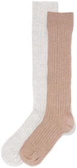 Hema Kniekousen rib - 2 paar bruin (bruin) - 39/42