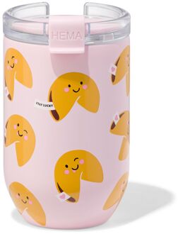 Hema Koffiebeker to go 350ml rvs gelukskoekje