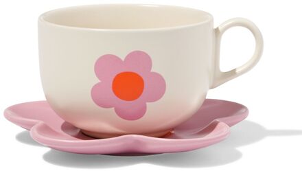 Hema Kop en schotel 220ml bloem