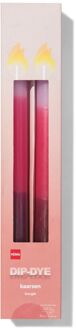 Hema Korte huishoudkaarsen dip-dye - 2 stuks (donkerrood)
