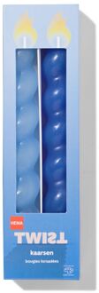 Hema Korte huishoudkaarsen gedraaid - 2 stuks (blauw)