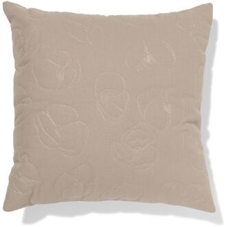 Hema Kussen 40x40cm katoen bloemen borduursel (taupe)