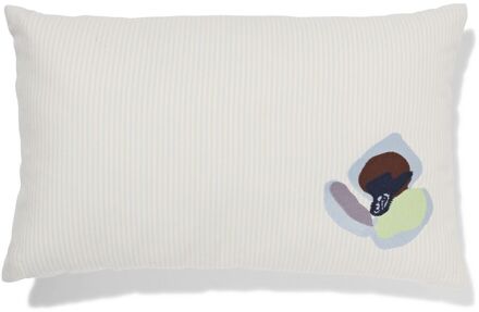 Hema Kussen 50x30cm katoen bloemen strepen (blauw)