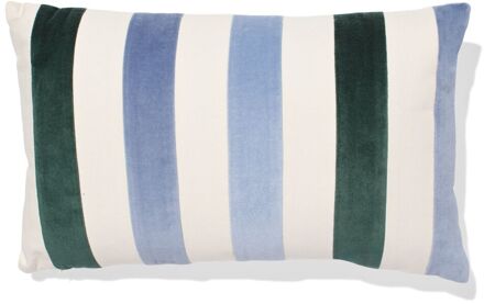 Hema Kussenhoes 50x30cm velours strepen blauw (blauw)