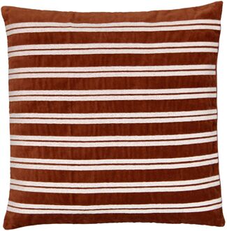 Hema Kussenhoes 50x50 terra fluweel met strepen (terra)