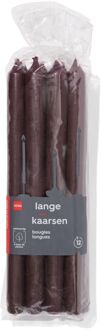 Hema Lange huishoudkaarsen Ø2.2x29 - 12 stuks donkerbruin (donkerbruin)