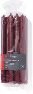 Hema Lange huishoudkaarsen Ø2.2x29 - 12 stuks donkerrood (donkerrood)