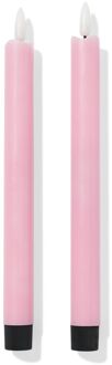 Hema Led-dinerkaars 3x5x26cm roze - 2 stuks