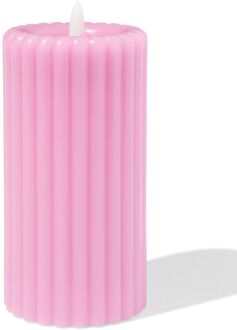 Hema Led kaars ⌀7.5x15cm ribbel oudroze (oudroze)