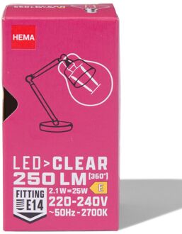 Hema Led kogel clear E14 2.1W 250lm