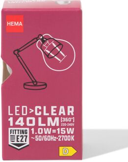 Hema Led kogel clear E27 1.0W 140lm