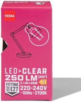 Hema Led kogel clear E27 2.1W 250lm