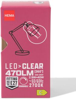 Hema Led kogel clear E27 2.9W 470lm dim