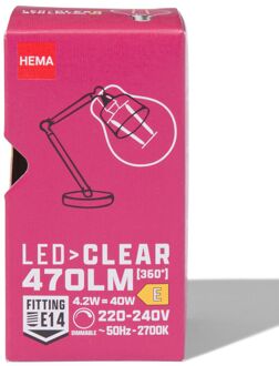 Hema Led kogel clear E27 4.8W 470lm dim