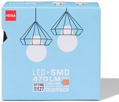 Hema Led kogel smd E27 4.9W 470lm - 2 stuks