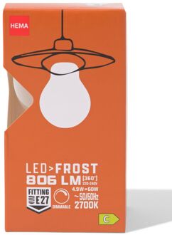 Hema Led peer glass frost E27 4.9W 806lm dim