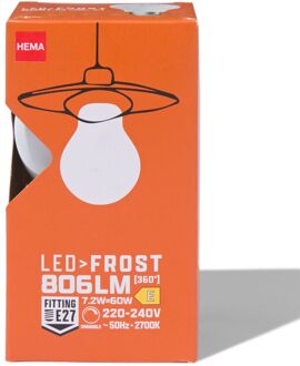 Hema Led peer glass frost E27 7.2W 806lm dim