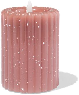 Hema Led stompkaars ⌀7.5x10cm ribbel spikkel bruin (bruin)