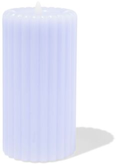 Hema Led-stompkaars ⌀7.5x15cm ribbel lichtblauw (lichtblauw)