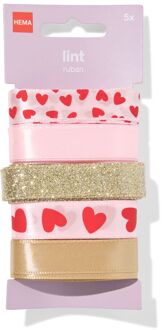 Hema Lint 3m satijn hart - 5 stuks