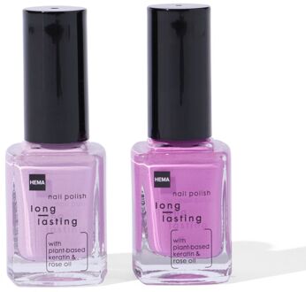 Hema Long lasting nagellak set paars 2-delig