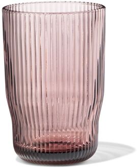 Hema Longdrinkglas 340ml Bergen glas streep reliëf bordeauxrood (bordeauxrood)