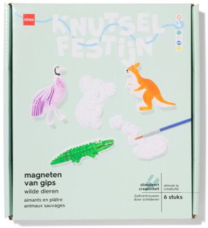 Hema Magneten van gips dieren - 6 stuks
