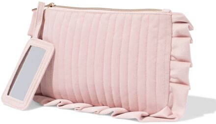 Hema Make-up tas 21x14cm velours roze