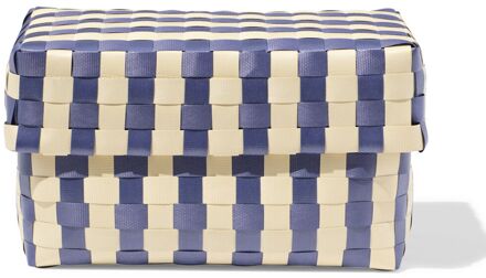 Hema Mand 20x15cm met deksel geblokt blauw