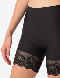 Hema Medium corrigerende biker hoge taille met kant zwart (zwart) - XL
