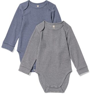 Hema Meegroeirompers bamboe rib blauw (blauw) - 62/68