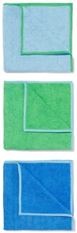 Hema Microvezeldoekjes 35x35 Groen/blauw - 3 Stuks