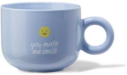Hema Mok 480ml smiley 'you make me smile' lichtblauw