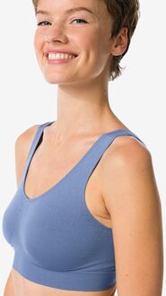 Hema Naadloze top zonder beugel middenblauw (middenblauw)