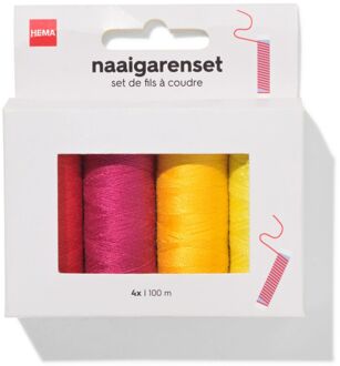 Hema Naaigarenset 100m rood oranje roze geel - 4 stuks (roze)