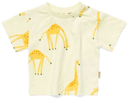 Hema Newborn Baby T-shirt Giraf Lichtgeel (lichtgeel) - 56