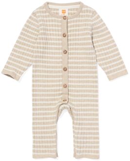 Hema Newborn jumpsuit rib strepen zand (zand) - 56