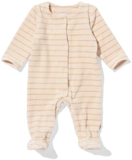 Hema Newborn jumpsuit velours rib strepen zand (zand) - 68