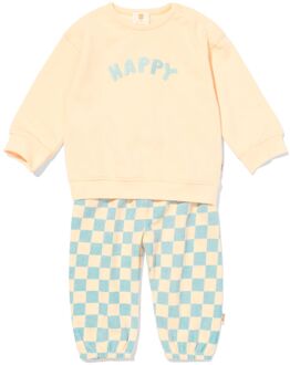 Hema Newborn kledingset jersey blokken ecru (ecru) - 56