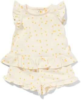 Hema Newborn Kledingset Shirt En Short Bloemen Lichtgeel (lichtgeel) - 56
