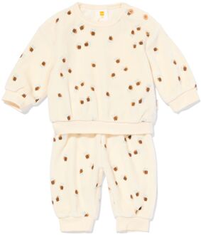Hema Newborn kledingset velours bijen ecru (ecru) - 74