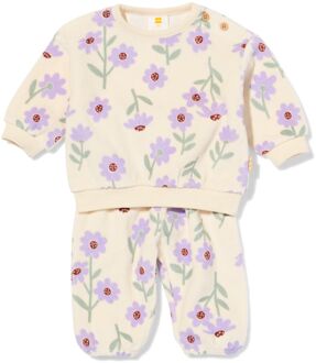 Hema Newborn kledingset velours bloemen ecru (ecru) - 74
